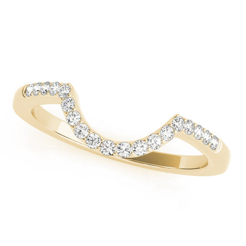 Yellow gold Pavé Round Diamond Contour Band with Prong Setting