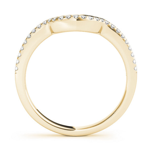 Yellow gold Pavé Round Diamond Contour Band with Shared Prong Setting 1