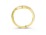 Yellow gold Pavé Round Diamond Contour Band with Shared Prong Setting_7