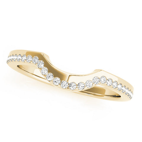 Yellow gold Pavé Round Diamond Contour Band with Shared Prong Setting