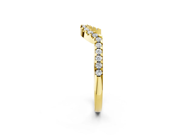 Yellow gold Pavé Round Diamond Contour Band with U-Prong Setting