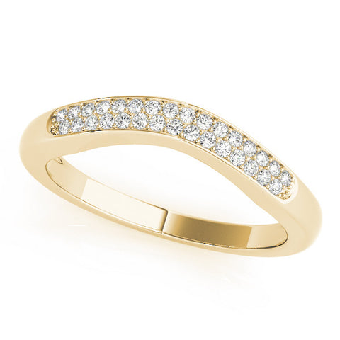 Yellow gold Pavé Round Diamond Contour Band