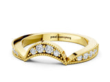 Yellow gold Pavé Round Diamond Contour Milgrain Band_16