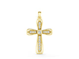 Yellow gold Pavé Round Diamond Cross Pendant with Bezel Setting_49