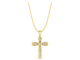 Yellow gold Pavé Round Diamond Cross Pendant with Bezel Setting_50