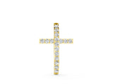 Yellow gold Pavé Round Diamond Cross Pendant with Prong Setting_40