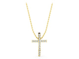 Yellow gold Pavé Round Diamond Cross Pendant with Prong Setting_41