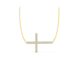 Yellow gold Pavé Round Diamond Cross Pendant_35