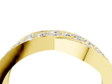 Yellow gold Pavé Round Diamond Crossover Band with Bead Prong Setting_62