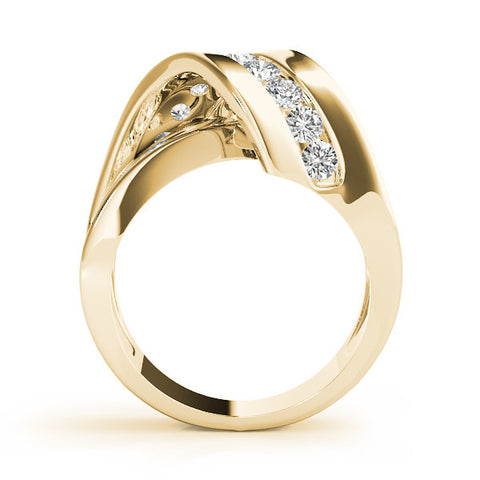 Yellow gold Pavé Round Diamond Crossover Band with Channel Setting 2