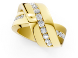 Yellow gold Pavé Round Diamond Crossover Band with Channel Setting_24