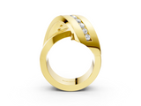 Yellow gold Pavé Round Diamond Crossover Band with Channel Setting_26