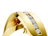 Yellow gold Pavé Round Diamond Crossover Band with Channel Setting_27