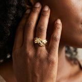 Yellow gold Pavé Round Diamond Crossover Band with Channel Setting_42