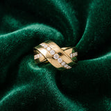 Yellow gold Pavé Round Diamond Crossover Band with Channel Setting_43