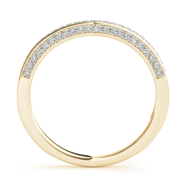Yellow gold Pavé Round Diamond Curved Band 1