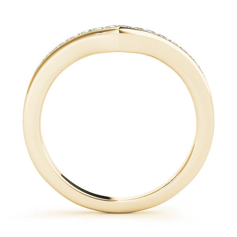 Yellow gold Pavé Round Diamond Curved Band with Channel Setting 1