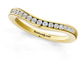 Yellow gold Pavé Round Diamond Curved Band with Channel Setting_3
