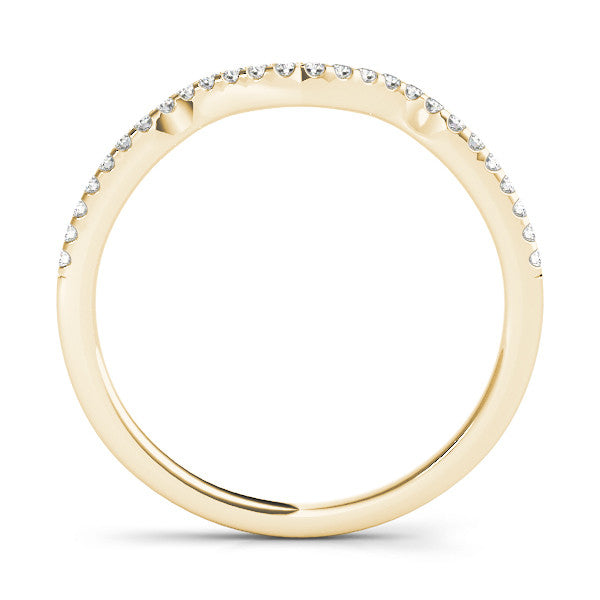 Yellow gold Pavé Round Diamond Curved Band with Micro Prong Setting 1