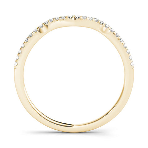 Yellow gold Pavé Round Diamond Curved Band with Micro Prong Setting 1