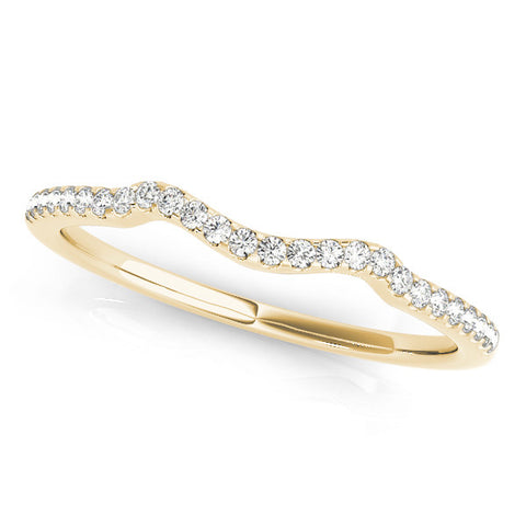 Yellow gold Pavé Round Diamond Curved Band with Micro Prong Setting