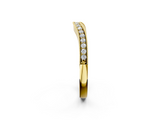 Yellow gold Pavé Round Diamond Curved Band with Milgrain Edge_6