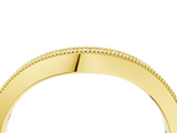 Yellow gold Pavé Round Diamond Curved Band with Milgrain Edge_8