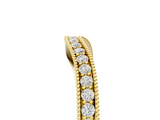 Yellow gold Pavé Round Diamond Curved Band with Milgrain Edge_9