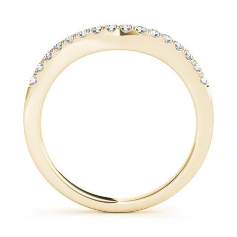 Yellow gold Pavé Round Diamond Curved Band with Shared Prong Setting 1