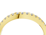 Yellow gold Pavé Round Diamond Curved Band with Shared Prong Setting_8