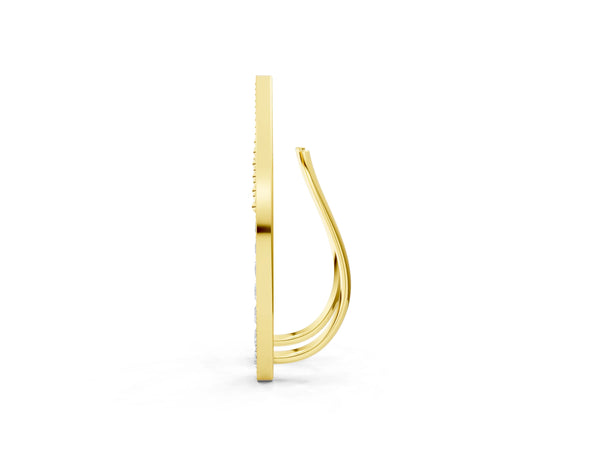 Yellow gold Pavé Round Diamond Curved Bar Earrings