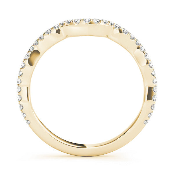 Yellow gold Pavé Round Diamond Curved Eternity Band 1