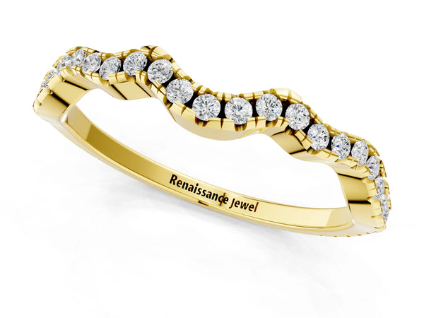 Yellow gold Pavé Round Diamond Curved Eternity Band
