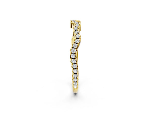 Yellow gold Pavé Round Diamond Curved Eternity Band