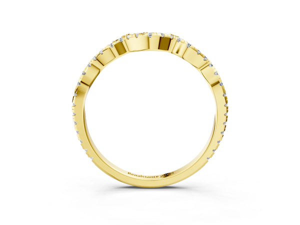 Yellow gold Pavé Round Diamond Curved Eternity Band