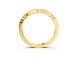 Yellow gold Pavé Round Diamond Curved Milgrain Band_7