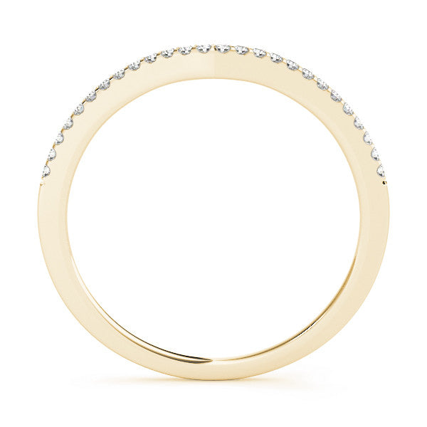 Yellow gold Pavé Round Diamond Curved Wedding Band 1