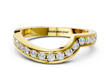 Yellow gold Pavé Round Diamond Curved Wedding Band with Channel Setting_4