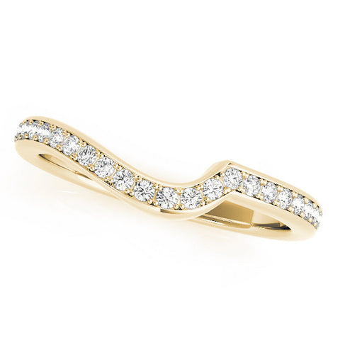 Yellow gold Pavé Round Diamond Curved Wedding Band with Channel Setting