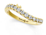Yellow gold Pavé Round Diamond Curved Wedding Band with Prong Setting_3