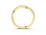 Yellow gold Pavé Round Diamond Curved Wedding Band with Prong Setting_5