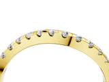 Yellow gold Pavé Round Diamond Curved Wedding Band with Prong Setting_6