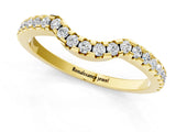 Yellow gold Pavé Round Diamond Curved Wedding Band with Shared Prong Setting_5