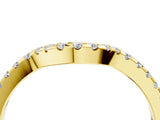 Yellow gold Pavé Round Diamond Curved Wedding Band with Shared Prong Setting_8