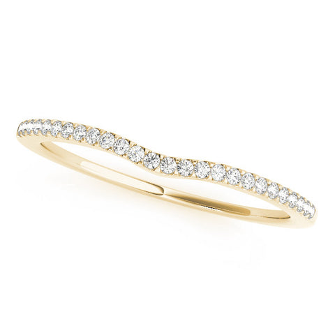 Yellow gold Pavé Round Diamond Curved Wedding Band