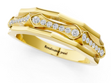Yellow gold Pavé Round Diamond Eternity Band with Bar Prong Setting_24