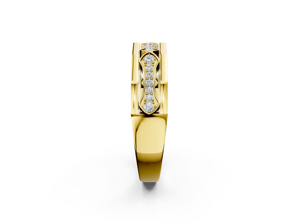 Yellow gold Pavé Round Diamond Eternity Band with Bar Prong Setting