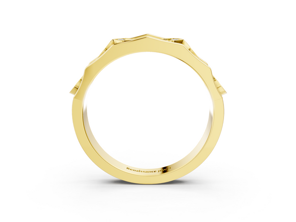 Yellow gold Pavé Round Diamond Eternity Band with Bar Prong Setting