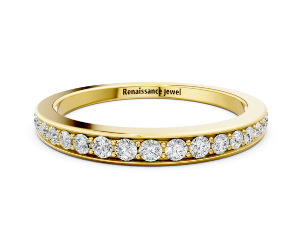 Yellow gold Pavé Round Diamond Eternity Band with Channel Setting