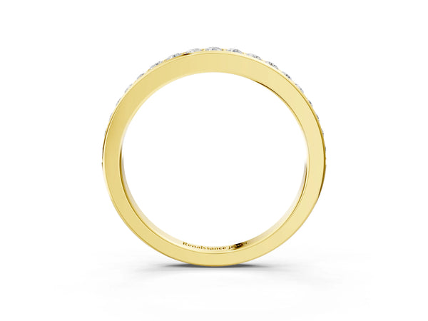 Yellow gold Pavé Round Diamond Eternity Band with Channel Setting